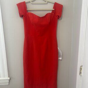 DRESS THE POPULATION- Red Midi Dress - Size M
